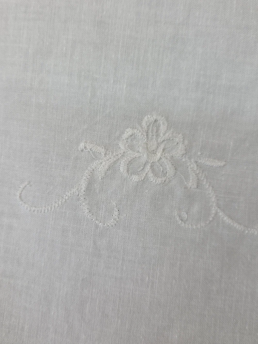 VTG Handmade White Cotton Rectangular Cutwork Embroidered  Tablecloth 230x64